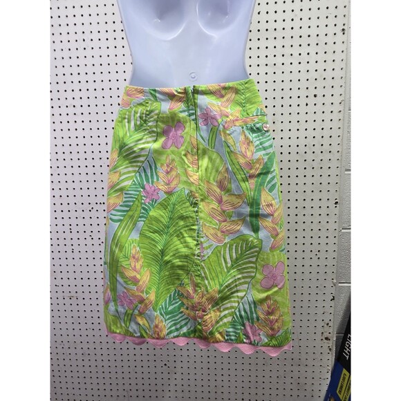 Lilly Pulitzer Womens Vtg Cynthia Botanical Garden Skirt 10 Scallop Hem Lined - Picture 4 of 6